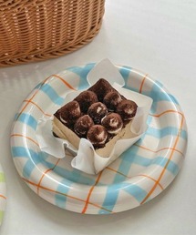 Made in I（メイドインアイ）の「配色レトロチェックぷっくりラウンドプレート（食器）」