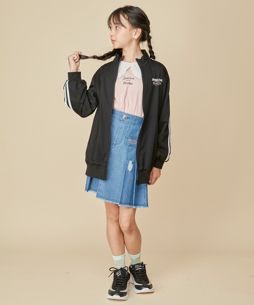 JENNI love（ジェニィラブ）の「【ウエスト調整可能】ダメージデニムプリーツスカート（デニムスカート・キッズ・ネイビー/ブルー・130cm/140cm/160cm/150cm）」の12枚目の写真