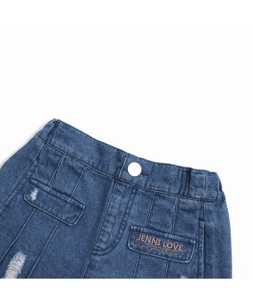 JENNI love（ジェニィラブ）の「【ウエスト調整可能】ダメージデニムプリーツスカート（デニムスカート・キッズ・ネイビー/ブルー・130cm/140cm/160cm/150cm）」の17枚目の写真