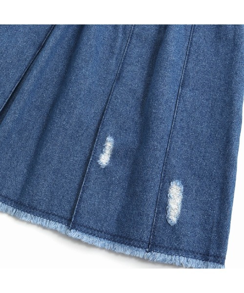 JENNI love（ジェニィラブ）の「【ウエスト調整可能】ダメージデニムプリーツスカート（デニムスカート・キッズ・ネイビー/ブルー・130cm/140cm/160cm/150cm）」の21枚目の写真