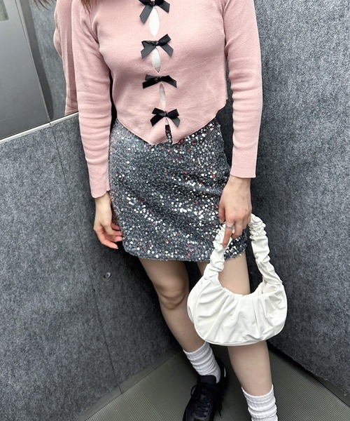 ミュゲ 25ss新作スパンコールミニスカート ピンク M ミュゲ 25ss新作スパンコールミニスカート ピンク M