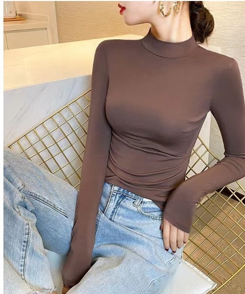 Mayree(メイリー)の「セミハイネック長袖WARM(BEY)(Tシャツ/カットソー・レディース・モカ/ブルー/ホワイト/アイボリー/ブラック/ベージュ/チャコールグレー・MEDIUM/LARGE/X-LARGE)」の8枚目の写真