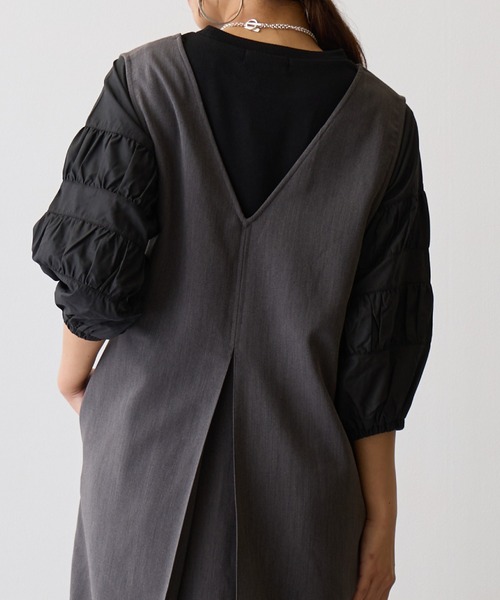 OWLSPALE（オールズペール）の「ギャザースリーブドッキングプルオーバー（シャツ/ブラウス・レディース・ライトブラック/ホワイト・FREE）」の6枚目の写真