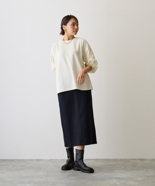 OWLSPALE（オールズペール）の「ギャザースリーブドッキングプルオーバー（シャツ/ブラウス・レディース・ライトブラック/ホワイト・FREE）」の10枚目の写真