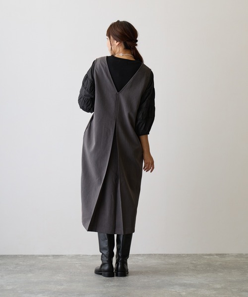 OWLSPALE（オールズペール）の「ギャザースリーブドッキングプルオーバー（シャツ/ブラウス・レディース・ライトブラック/ホワイト・FREE）」の14枚目の写真