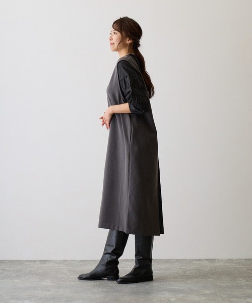 OWLSPALE（オールズペール）の「ギャザースリーブドッキングプルオーバー（シャツ/ブラウス・レディース・ライトブラック/ホワイト・FREE）」の13枚目の写真