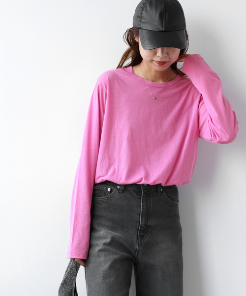 JOURNAL STANDARD relume（ジャーナルスタンダード　レリューム）の「《追加2》シアークルーネックロングTEE（Tシャツ/カットソー・レディース・ホワイト/ブラック/バーガンディー/ライトグレー・FREE）」の4枚目の写真