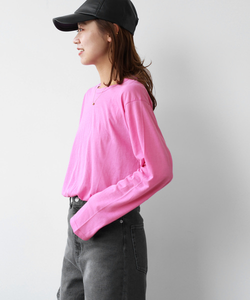 JOURNAL STANDARD relume（ジャーナルスタンダード　レリューム）の「《追加2》シアークルーネックロングTEE（Tシャツ/カットソー・レディース・ホワイト/ブラック/バーガンディー/ライトグレー・FREE）」の5枚目の写真