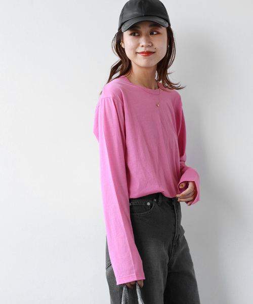 JOURNAL STANDARD relume（ジャーナルスタンダード　レリューム）の「《追加2》シアークルーネックロングTEE（Tシャツ/カットソー・レディース・ホワイト/ブラック/バーガンディー/ライトグレー・FREE）」の6枚目の写真