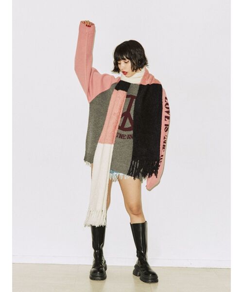 jouetie（ジュエティ）の「ボリュームニットマフラー（マフラー・レディース・ブラック/カーキ/パープル・FREE）」の10枚目の写真