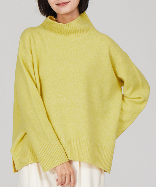 qualite（カリテ）の「ファインウールオフタートルニット（ニット/セーター・レディース・チャコールグレー/ベージュ/ライトブルー/ライトグレー/イエロー・フリー）」の5枚目の写真