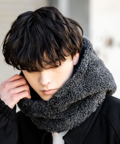 Rocky Monroe(ロッキーモンロー)の「リバーシブル フードウォーマー/2WAY ボアネックウォーマー(ネックウォーマー/スヌード・メンズ・ブラック/ベージュ/ネイビー/ライトベージュ/オレンジ/ブルー/カモフラージュ/ブラウン/グレー/オフホワイト・M/L)」の4枚目の写真