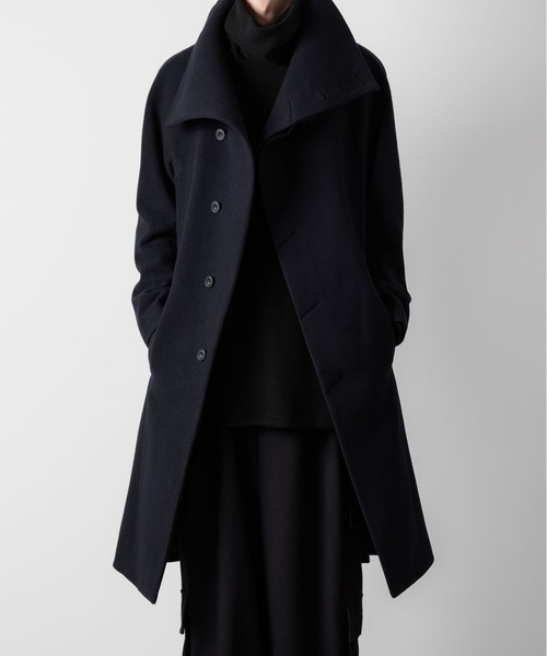 【ただの愛知県民】アトウ　メンズ　レオパード柄 チェスターコート ENGLAND LAMB MELTON STAND COLLAR COAT（ステンカラーコート