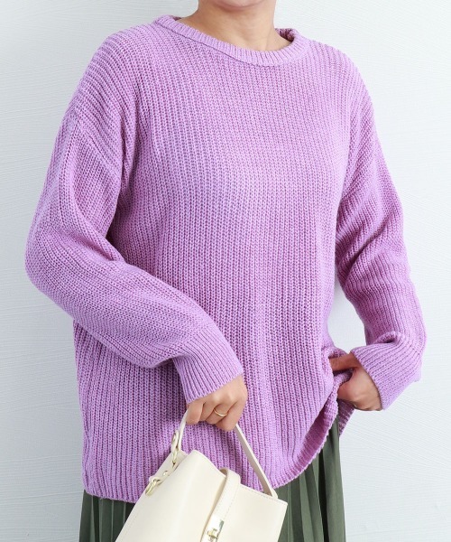 Miniministore(ミニミニストア)の「ニットセーター レディース 長袖 秋冬(ニット/セーター・レディース・ピンク/ブラック/ブルー/グリーン/パープル/フューシャピンク・FREE)」の2枚目の写真