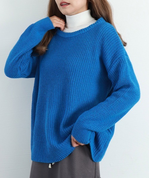 Miniministore(ミニミニストア)の「ニットセーター レディース 長袖 秋冬(ニット/セーター・レディース・ピンク/ブラック/ブルー/グリーン/パープル/フューシャピンク・FREE)」の4枚目の写真