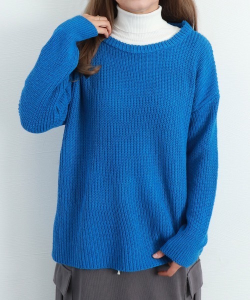 Miniministore(ミニミニストア)の「ニットセーター レディース 長袖 秋冬(ニット/セーター・レディース・ピンク/ブラック/ブルー/グリーン/パープル/フューシャピンク・FREE)」の9枚目の写真