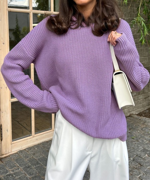 Miniministore(ミニミニストア)の「ニットセーター レディース 長袖 秋冬(ニット/セーター・レディース・ピンク/ブラック/ブルー/グリーン/パープル/フューシャピンク・FREE)」の12枚目の写真
