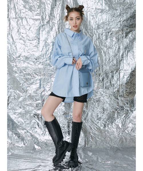 EVRIS（エヴリス）の「SUNNYストライプオーバーサイズシャツ（シャツ/ブラウス・レディース・ホワイト/イエロー/ブルー/グリーン・FREE）」の13枚目の写真