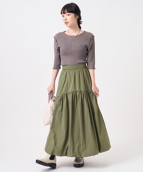 FREAK'S STORE（フリークスストア）の「パフバルーンスカート/フレアスカート（スカート・レディース・オフホワイト/ブラック/オリーブ/レッド・ﾌﾘ-）」の11枚目の写真