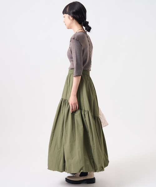 FREAK'S STORE（フリークスストア）の「パフバルーンスカート/フレアスカート（スカート・レディース・オフホワイト/ブラック/オリーブ/レッド・ﾌﾘ-）」の13枚目の写真