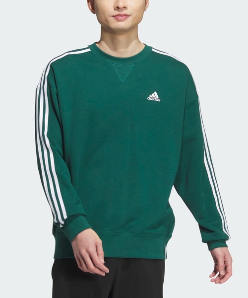 adidas（アディダス）の「エッセンシャルズ プラス ルーズフィット スリーストライプス フレンチテリー スウェットシャツ / トレーナー / アディダス adidas（スウェット・メンズ・グレー/ブルー/ブラック/グリーン/ベージュ/ネイビー/グリーン系その他/ブラウン・XX-SMALL/SMALL/X-SMALL/XX-LARGE/3XL/LARGE/MEDIUM/X-LARGE）」の6枚目の写真