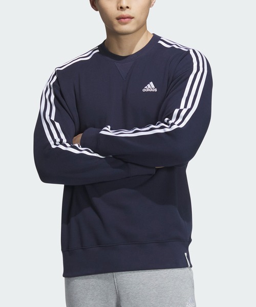 【セール】エッセンシャルズ プラス ルーズフィット スリーストライプス フレンチテリー スウェットシャツ / トレーナー / アディダス adidas（スウェット）｜adidas（アディダス）