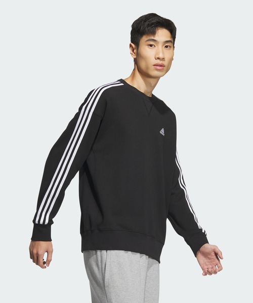 adidas（アディダス）の「エッセンシャルズ プラス ルーズフィット スリーストライプス フレンチテリー スウェットシャツ / トレーナー / アディダス adidas（スウェット・メンズ・グレー/ブルー/ブラック/グリーン/ベージュ/ネイビー/グリーン系その他/ブラウン・XX-SMALL/SMALL/X-SMALL/XX-LARGE/3XL/LARGE/MEDIUM/X-LARGE）」の10枚目の写真