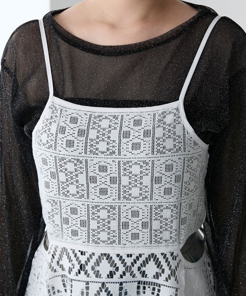 forksy.(フォルクシー)の「【forksy.】レースパッチワークウエストカットキャミワンピース(ワンピース・レディース・ブラック/オフホワイト・FREE)」の20枚目の写真