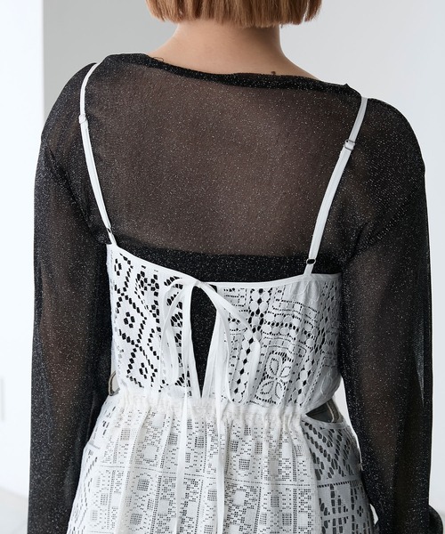 forksy.(フォルクシー)の「【forksy.】レースパッチワークウエストカットキャミワンピース(ワンピース・レディース・ブラック/オフホワイト・FREE)」の16枚目の写真