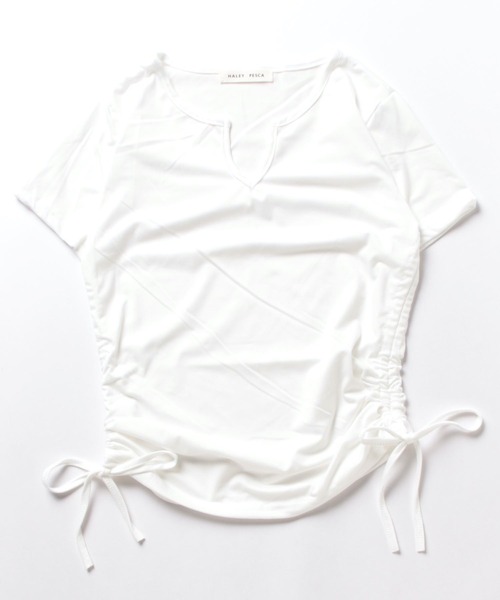 HALEY PESCA(ヘーリーペスカ)の「HALEY PESCA/シンプルサイドシャーリングTシャツ(Tシャツ/カットソー・レディース・グレー/ブラック/ピンク/ホワイト・LARGE/X-LARGE/MEDIUM)」の7枚目の写真