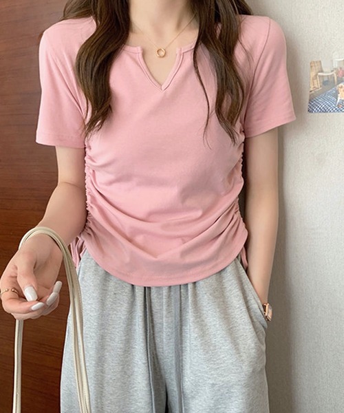 HALEY PESCA(ヘーリーペスカ)の「HALEY PESCA/シンプルサイドシャーリングTシャツ(Tシャツ/カットソー・レディース・グレー/ブラック/ピンク/ホワイト・LARGE/X-LARGE/MEDIUM)」の12枚目の写真