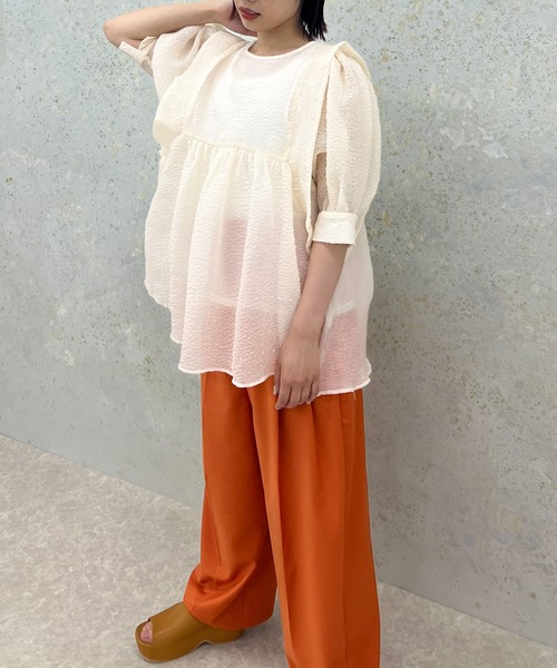 KBF(ケイビーエフ)の「シアーブークレブラウス(シャツ/ブラウス・レディース・アイボリー/ブルー/チャコールグレー・ONE)」の6枚目の写真