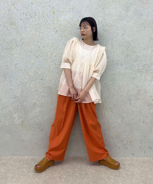 KBF(ケイビーエフ)の「シアーブークレブラウス(シャツ/ブラウス・レディース・アイボリー/ブルー/チャコールグレー・ONE)」の7枚目の写真