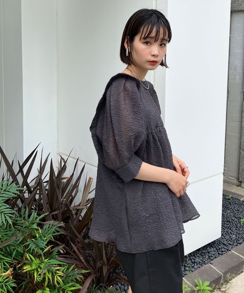 KBF(ケイビーエフ)の「シアーブークレブラウス(シャツ/ブラウス・レディース・アイボリー/ブルー/チャコールグレー・ONE)」の20枚目の写真