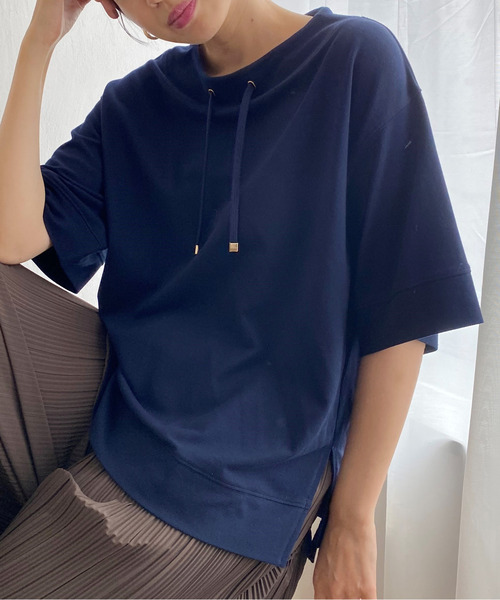 ikka（イッカ）の「【親子コーデ】鹿の子スピンドルプルオーバー（Tシャツ/カットソー・レディース・ブルー/オフホワイト/グリーン/ライトグレー/ネイビー/オレンジ・M/L/S）」の4枚目の写真