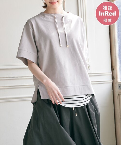 ikka（イッカ）の「【親子コーデ】鹿の子スピンドルプルオーバー（Tシャツ/カットソー・レディース・ブルー/オフホワイト/グリーン/ライトグレー/ネイビー/オレンジ・M/L/S）」の2枚目の写真