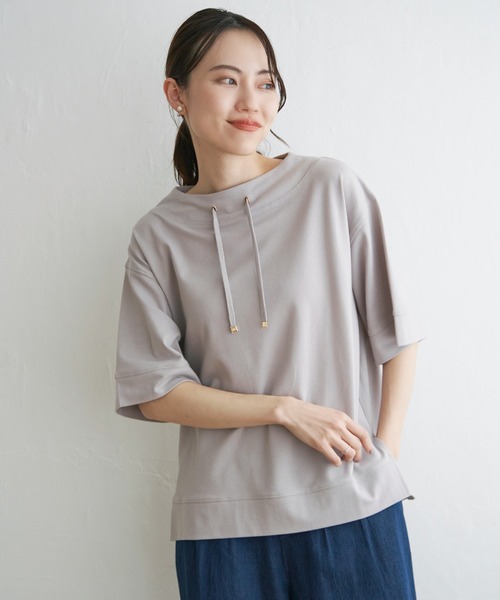 ikka（イッカ）の「【親子コーデ】鹿の子スピンドルプルオーバー（Tシャツ/カットソー・レディース・ブルー/オフホワイト/グリーン/ライトグレー/ネイビー/オレンジ・M/L/S）」の20枚目の写真