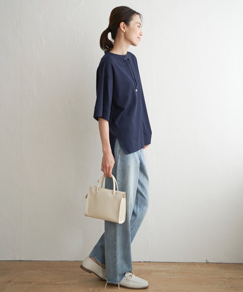 ikka（イッカ）の「【親子コーデ】鹿の子スピンドルプルオーバー（Tシャツ/カットソー・レディース・ブルー/オフホワイト/グリーン/ライトグレー/ネイビー/オレンジ・M/L/S）」の22枚目の写真