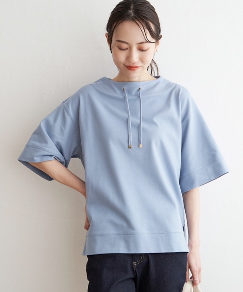 ikka（イッカ）の「【親子コーデ】鹿の子スピンドルプルオーバー（Tシャツ/カットソー・レディース・ブルー/オフホワイト/グリーン/ライトグレー/ネイビー/オレンジ・M/L/S）」の12枚目の写真