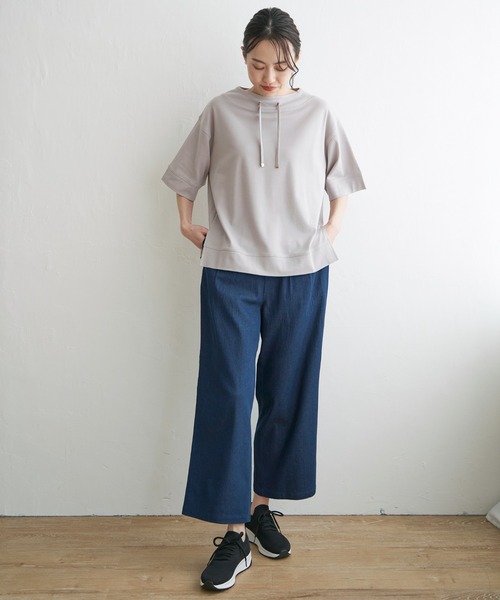 ikka（イッカ）の「【親子コーデ】鹿の子スピンドルプルオーバー（Tシャツ/カットソー・レディース・ブルー/オフホワイト/グリーン/ライトグレー/ネイビー/オレンジ・M/L/S）」の21枚目の写真