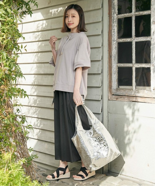 ikka（イッカ）の「【親子コーデ】鹿の子スピンドルプルオーバー（Tシャツ/カットソー・レディース・ブルー/オフホワイト/グリーン/ライトグレー/ネイビー/オレンジ・M/L/S）」の9枚目の写真