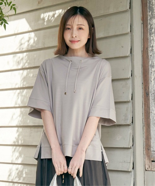 ikka（イッカ）の「【親子コーデ】鹿の子スピンドルプルオーバー（Tシャツ/カットソー・レディース・ブルー/オフホワイト/グリーン/ライトグレー/ネイビー/オレンジ・M/L/S）」の8枚目の写真