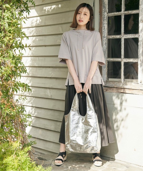 ikka（イッカ）の「【親子コーデ】鹿の子スピンドルプルオーバー（Tシャツ/カットソー・レディース・ブルー/オフホワイト/グリーン/ライトグレー/ネイビー/オレンジ・M/L/S）」の10枚目の写真