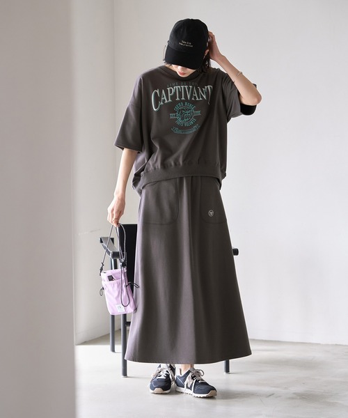 ROPE' PICNIC（ロペピクニック）の「セットアップ対応/ミニ裏毛ワンポイント刺繍入りスカート（スカート・レディース・チャコールグレー/グレー系その他/キナリ・38）」の17枚目の写真