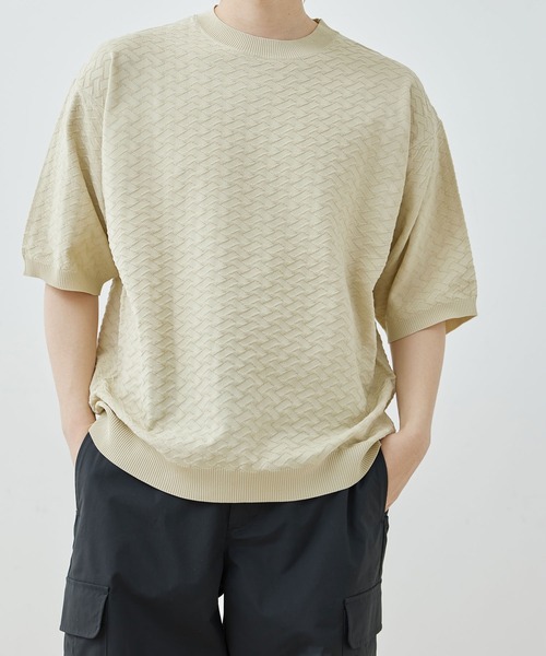  j.n.r.d（ジェー・エヌ・アール・ディー）の「j.n.r.d/ジャガードニットTシャツ（Tシャツ/カットソー・メンズ・ライトグリーン/キナリ/チャコールグレー・L/LL/M）」の13枚目の写真