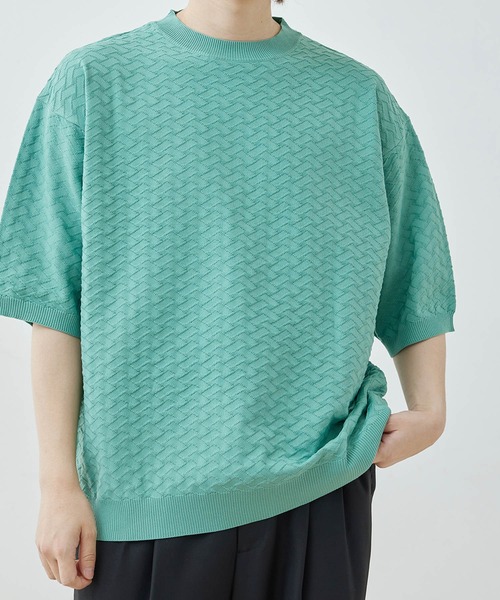  j.n.r.d（ジェー・エヌ・アール・ディー）の「j.n.r.d/ジャガードニットTシャツ（Tシャツ/カットソー・メンズ・ライトグリーン/キナリ/チャコールグレー・L/LL/M）」の14枚目の写真