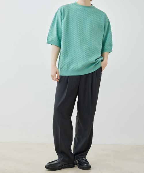  j.n.r.d（ジェー・エヌ・アール・ディー）の「j.n.r.d/ジャガードニットTシャツ（Tシャツ/カットソー・メンズ・ライトグリーン/キナリ/チャコールグレー・L/LL/M）」の10枚目の写真