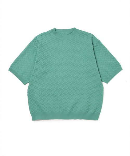  j.n.r.d（ジェー・エヌ・アール・ディー）の「j.n.r.d/ジャガードニットTシャツ（Tシャツ/カットソー・メンズ・ライトグリーン/キナリ/チャコールグレー・L/LL/M）」の7枚目の写真