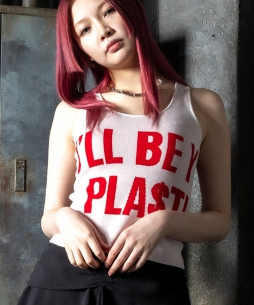 DURAS(デュラス)の「Logo knit tank(タンクトップ・レディース・ホワイト/グリーン/レッド・FREE)」の3枚目の写真