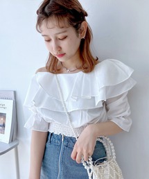 AS KNOW AS plus | ◎ワンショルダーラッフルフリル7分袖ブラウス(シャツ/ブラウス)